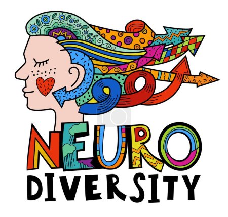Símbolo de variedad compuesto por un vibrante espectro de colores. Este gradiente representa la diversidad de las mentes y experiencias humanas. Ilustración vectorial editable dibujada a mano aislada sobre un fondo blanco