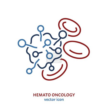 Illustration for Hemato oncology linear pictogram. Interdisciplinary medical specialty symbol. Cancer and tumors investigation concept in outline style. Editable vector illustration isolated on a white background - Royalty Free Image