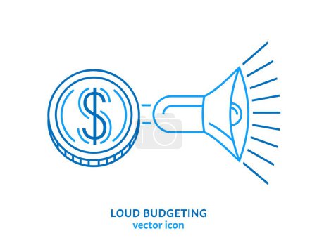 Illustration for Loud budgeting outline icon, sign. Alternative to unbridled consumption. Confidence in financial decisions. Save and manage your finances. Editable vector illustration isolated on a white background - Royalty Free Image
