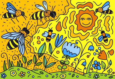 Sauver les abeilles et notre planète. Journée mondiale des abeilles. Événement international. Initiatives apicoles. L'apiculture. Importance des abeilles et leur rôle dans les écosystèmes. Illustration vectorielle sur fond blanc