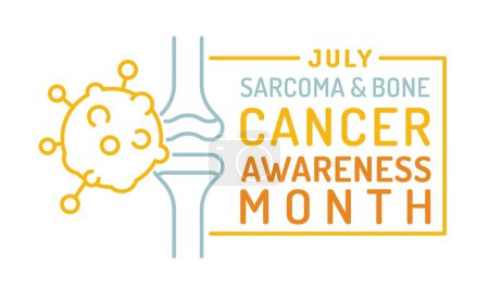 Sarcoma and bone cancer awareness month in july. Abnormal growth of cells in bones. Ewing sarcoma. Landscape poster, banner in outline style. Editable vector illustration isolated on white background