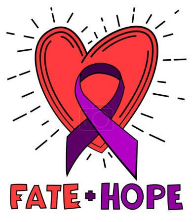 Illustration for National cancer survivor month. Hope, support concept. Vertical poster, banner with creative lettering in colorful pop art style. Editable vector illustration isolated on a white background - Royalty Free Image