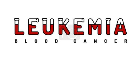 Leukämie-Logo. Blutkrebs-Symbol. Horizontales Banner in rot, schwarz. Medizinisches Landschaftsposter, Druck. Hämatologie-Konzept. Editierbare Vektordarstellung in linearem Stil auf weißem Hintergrund