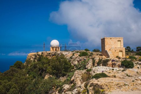 Radar Sphère situé à Dingli Cliffs. Malte. Juin 2023