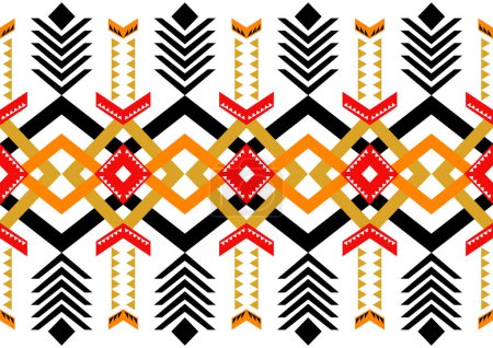 Photo for Seamless ethnic aztec pattern. Tribal aztec background. Mixed colorful ethnic tribal geometric pattern textiles on white background. Motif wallpaper. Abstract red,black,yellow and orange color Native African Fabric texture design-Vector illustration - Royalty Free Image