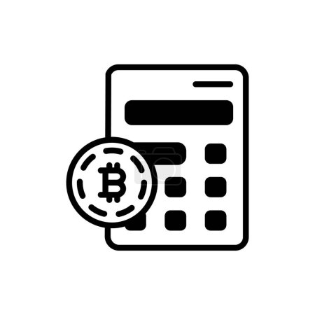 Téléchargez les illustrations : Icône de calculatrice Bitcoin dans le vecteur. Logotype - en licence libre de droit