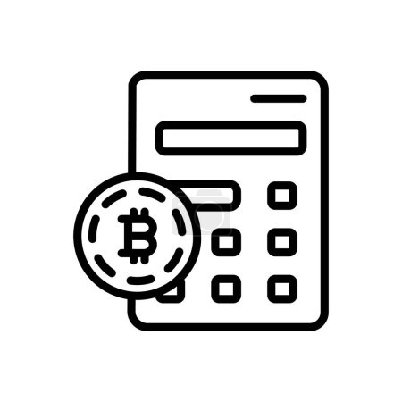 Téléchargez les illustrations : Icône de calculatrice Bitcoin dans le vecteur. Logotype - en licence libre de droit