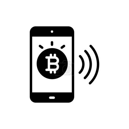 Ilustración de Pagar con el icono de Bitcoin en el vector. Logotipo - Imagen libre de derechos