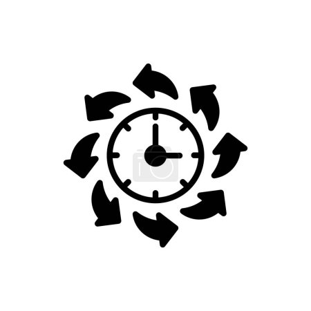 Téléchargez les illustrations : Autour de l'icône Horloge dans le vecteur. Logotype - en licence libre de droit