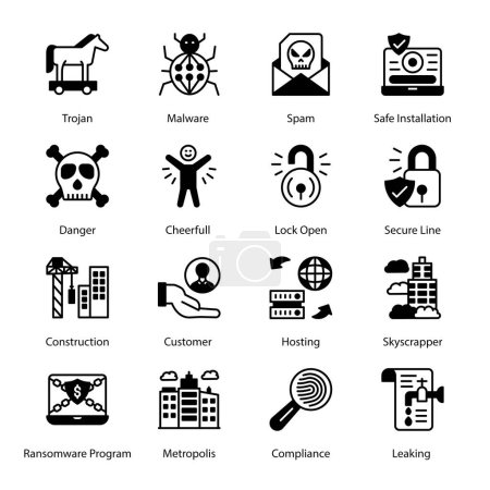 Illustration for Data Share, Safe Database, Secure Backup, Problem Solving, Architecture, Distributed, Glyph Icons - Solid, Vectors - Royalty Free Image