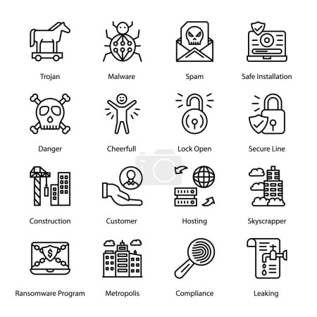 Illustration for Data Share, Safe Database, Secure Backup, Problem Solving, Architecture, Distributed, Outline Icons - Stroked, Vectors - Royalty Free Image