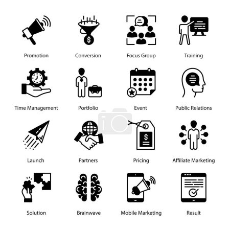 Illustration for Information Gathering, Achievement, Analysis, Advertising, Competition, Digital Marketing, Customer Survey, Market Watch, Start Up, Creative Idea, Glyph Icons - Solid, Vectors - Royalty Free Image