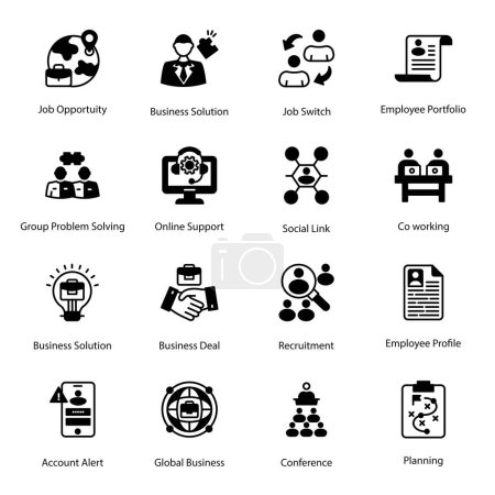 Illustration for Job Opportunity, Business Solution, Job Switch, Employee Portfolio, Business Solution, Business Deal, Recruitment, Employee Profile, Conference, Planning, Group Problem,  Glyph Icons - Solid, Vectors - Royalty Free Image