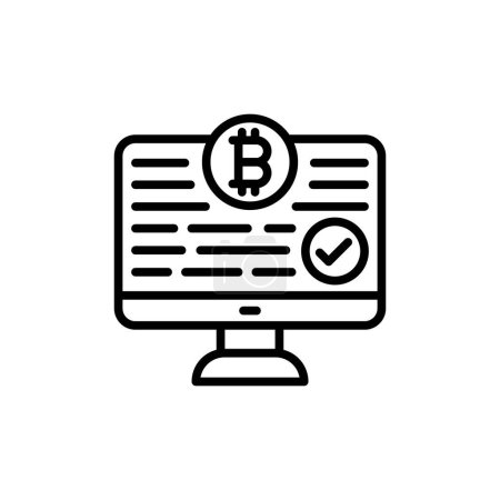 Ilustración de Bitcoin icono aceptado en el vector. Logotipo - Imagen libre de derechos