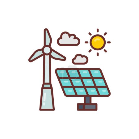 Ilustración de Icono de energía eólica solar en vector. Logotipo - Imagen libre de derechos