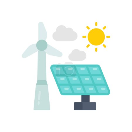 Ilustración de Icono de energía eólica solar en vector. Logotipo - Imagen libre de derechos
