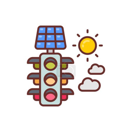 Téléchargez les illustrations : Feu de circulation solaire icône dans le vecteur. Logotype - en licence libre de droit