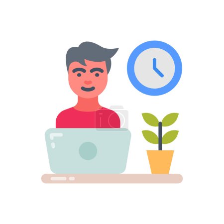 Illustration for Flexible Working Hours icon in vector. Logotype - Royalty Free Image