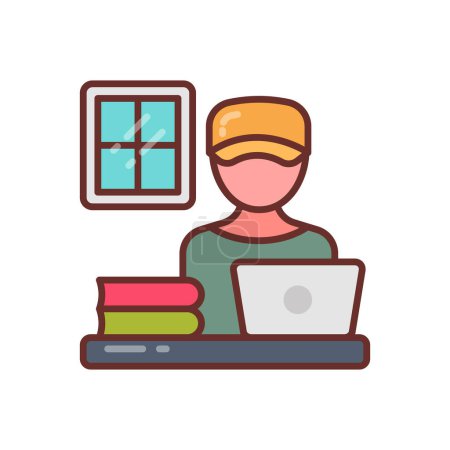 Illustration for Telecommuting icon in vector. Logotype - Royalty Free Image