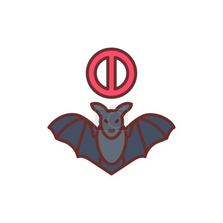 Ilustración de Icono de prohibición de murciélagos en vector. Logotipo - Imagen libre de derechos