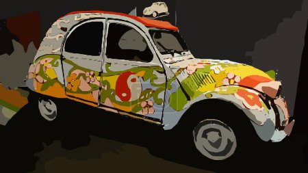 Ilustración de A vintage decorated car with a soft top that has been a symbol of a generation. - Imagen libre de derechos
