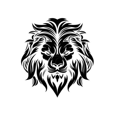 Téléchargez les photos : Illustration vectorielle du logo abstrait du roi Lion, motif emblématique.Logo Lion simple icône plate noire sur fond blanc. Modèle vectoriel de conception de logo de mascotte de lion. Concept d'illustration créative - en image libre de droit