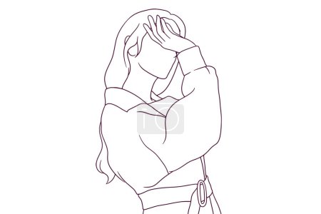 Illustration for Beautiful girl posing hand drawn style vector illustration - Royalty Free Image