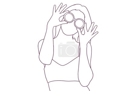 Illustration for Beautiful girl with glasses hand drawn style vector illustration - Royalty Free Image