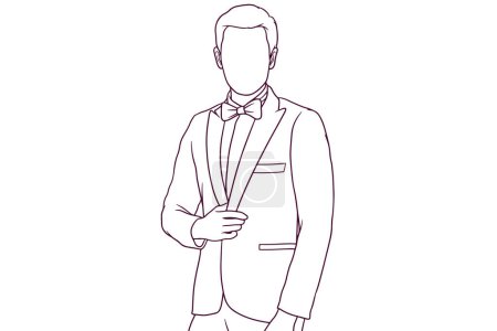 Illustration for Businessman with bow tie hand drawn style vector illustration - Royalty Free Image