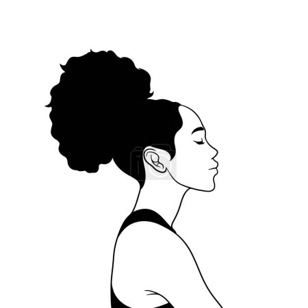 Illustration for Hand drawn african american woman curly bun - Royalty Free Image