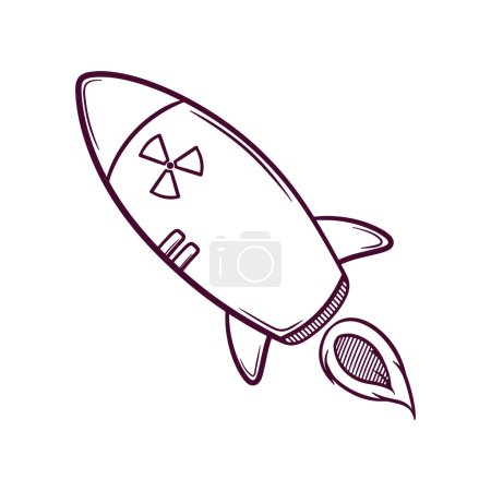 Téléchargez les illustrations : Illustration de doodle de missile nucléaire dessinée à la main - en licence libre de droit
