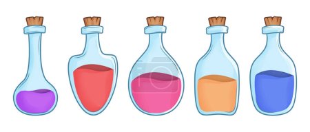set of cute hand drawn potions