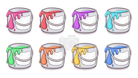 Illustration for Set of cute paint bucket - Royalty Free Image