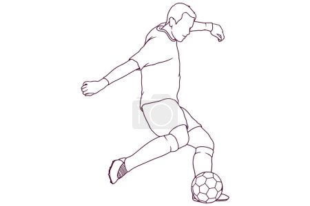 Illustration for Soccer player kicking ball hand drawn style vector illustration - Royalty Free Image
