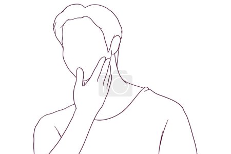 Illustration for Young handsome man hand drawn style vector illustration - Royalty Free Image