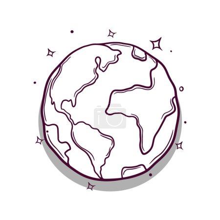 Téléchargez les illustrations : Illustration vectorielle de planète Terre dessinée à la main - en licence libre de droit