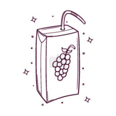 caja de jugo de uva dibujado a mano vector ilustración