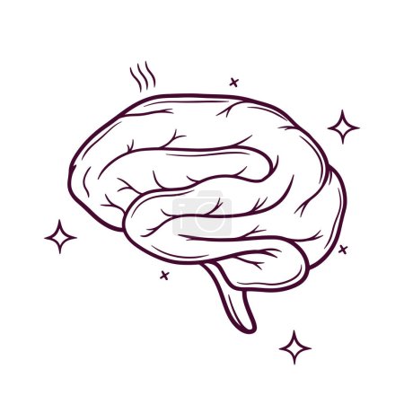 Ilustración de Cerebro humano. icono dibujado a mano. ilustración vectorial dibujado a mano - Imagen libre de derechos