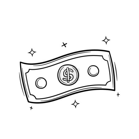 Ilustración de Dinero en dólares extraídos a mano. Doodle Vector Sketch Ilustración - Imagen libre de derechos