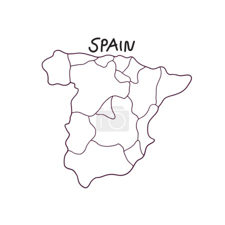 Téléchargez les illustrations : Carte doodle dessinée à la main de Espagne - en licence libre de droit