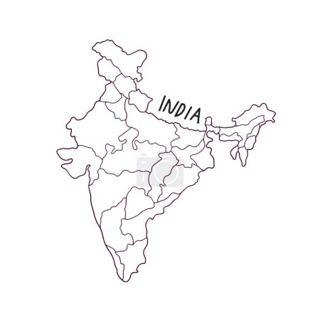 Ilustración de Mapa garabato dibujado a mano de la India - Imagen libre de derechos