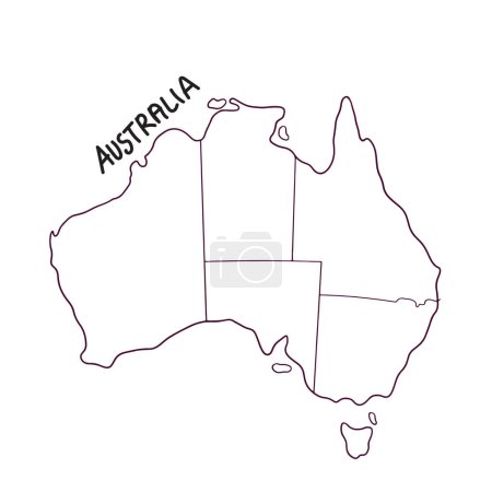 hand drawn doodle map of Australia