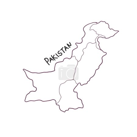 Téléchargez les illustrations : Carte doodle dessinée à la main de Pakistan - en licence libre de droit