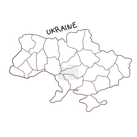 Téléchargez les illustrations : Carte doodle dessinée à la main de Ukraine - en licence libre de droit