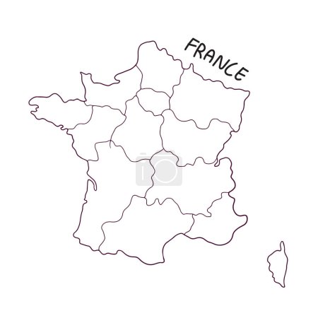 Illustration for Hand drawn doodle map of France - Royalty Free Image