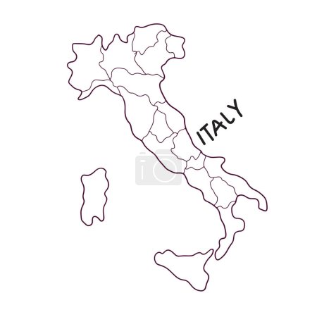 Téléchargez les illustrations : Carte doodle dessinée à la main de Italie - en licence libre de droit