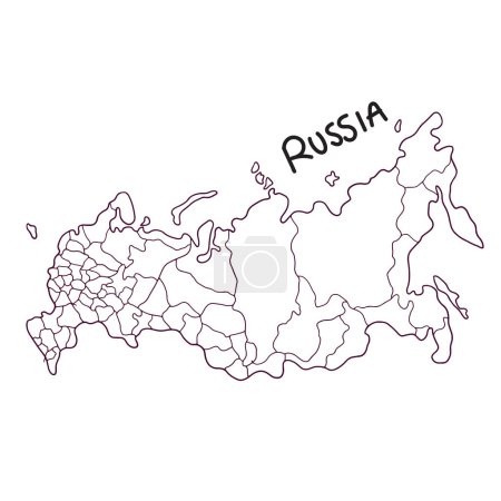 Téléchargez les illustrations : Carte doodle dessinée à la main de la Russie - en licence libre de droit