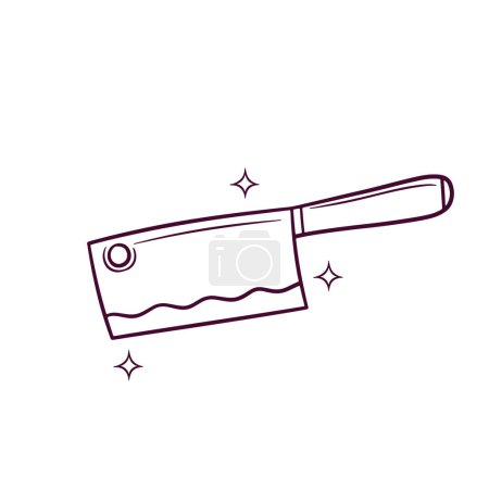 Illustration for Hand Drawn Cleaver Knife. Doodle Vector Sketch Illustration - Royalty Free Image