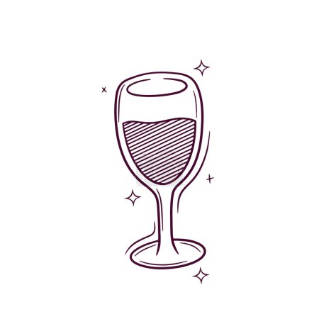 Illustration for Hand Drawn Wine Glass. Doodle Vector Sketch Illustration - Royalty Free Image