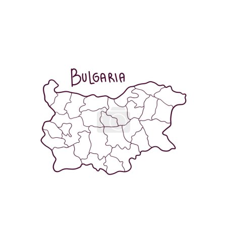 Téléchargez les illustrations : Carte Doodle dessinée à la main de Bulgarie. Illustration vectorielle - en licence libre de droit